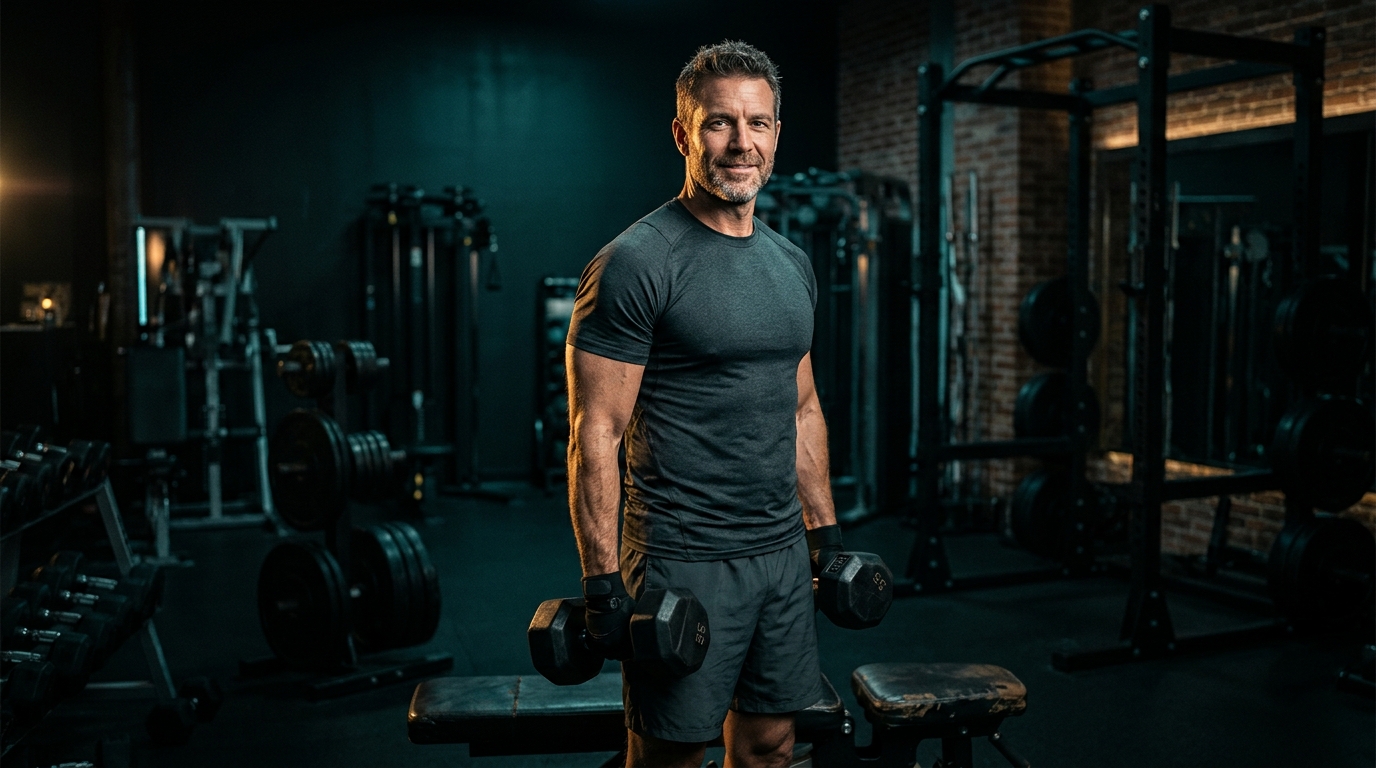 Persona adulta entrenando fuerza con supervisión en Alphafit Gym Massanassa