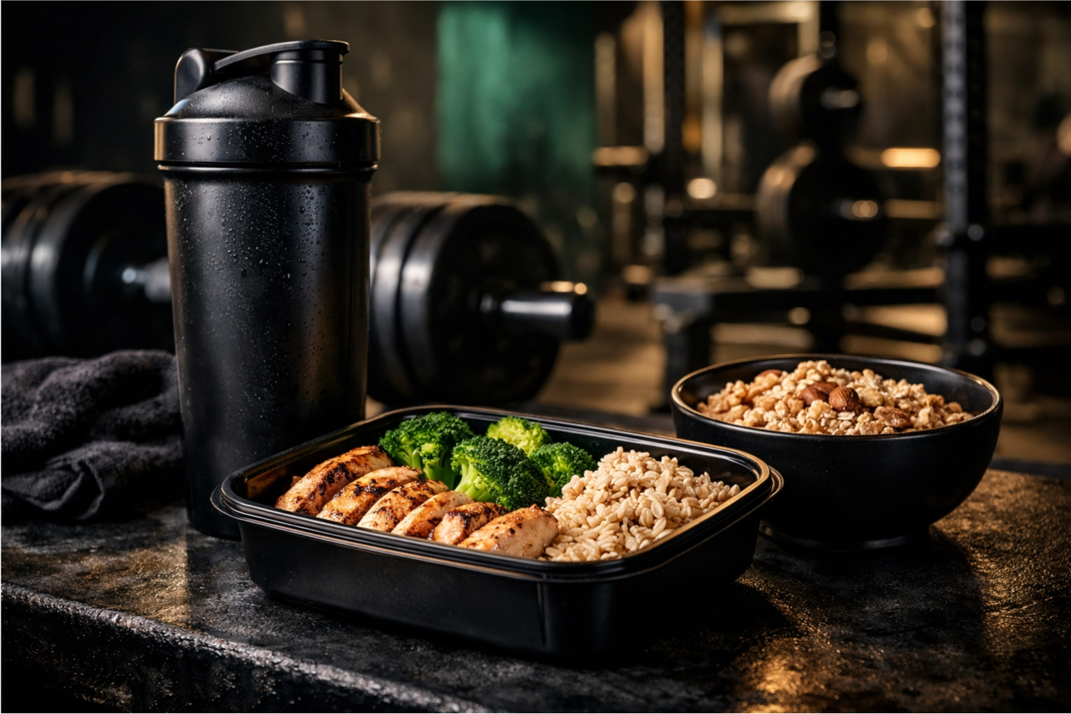 Comida rica en proteínas y carbohidratos para apoyar el entrenamiento de fuerza y la ganancia de masa muscular